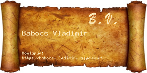 Babocs Vladimir névjegykártya